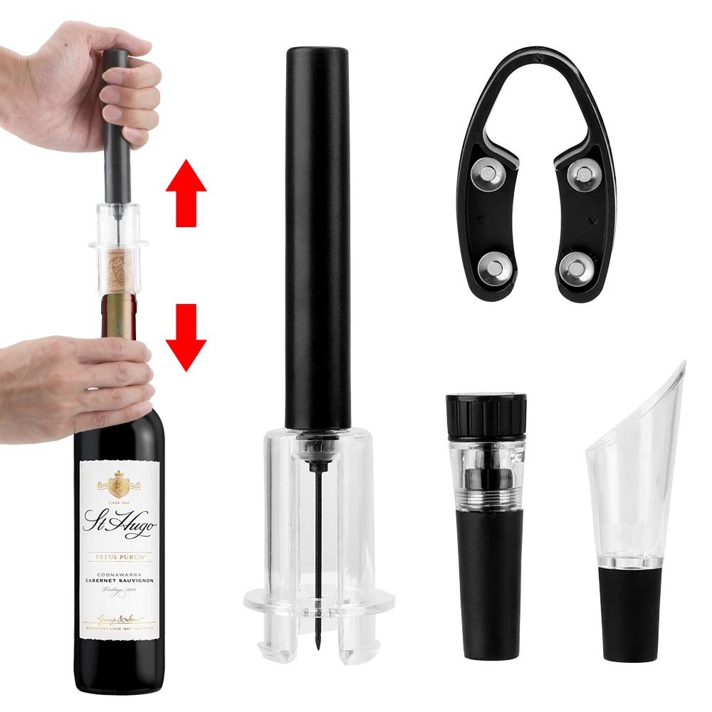 Air Pressure Vacuum Wine Stopper Kitchen Tools Pin Type Air Pump Wine Opener Wine Cutter Wine Pourer Bar Accessories
